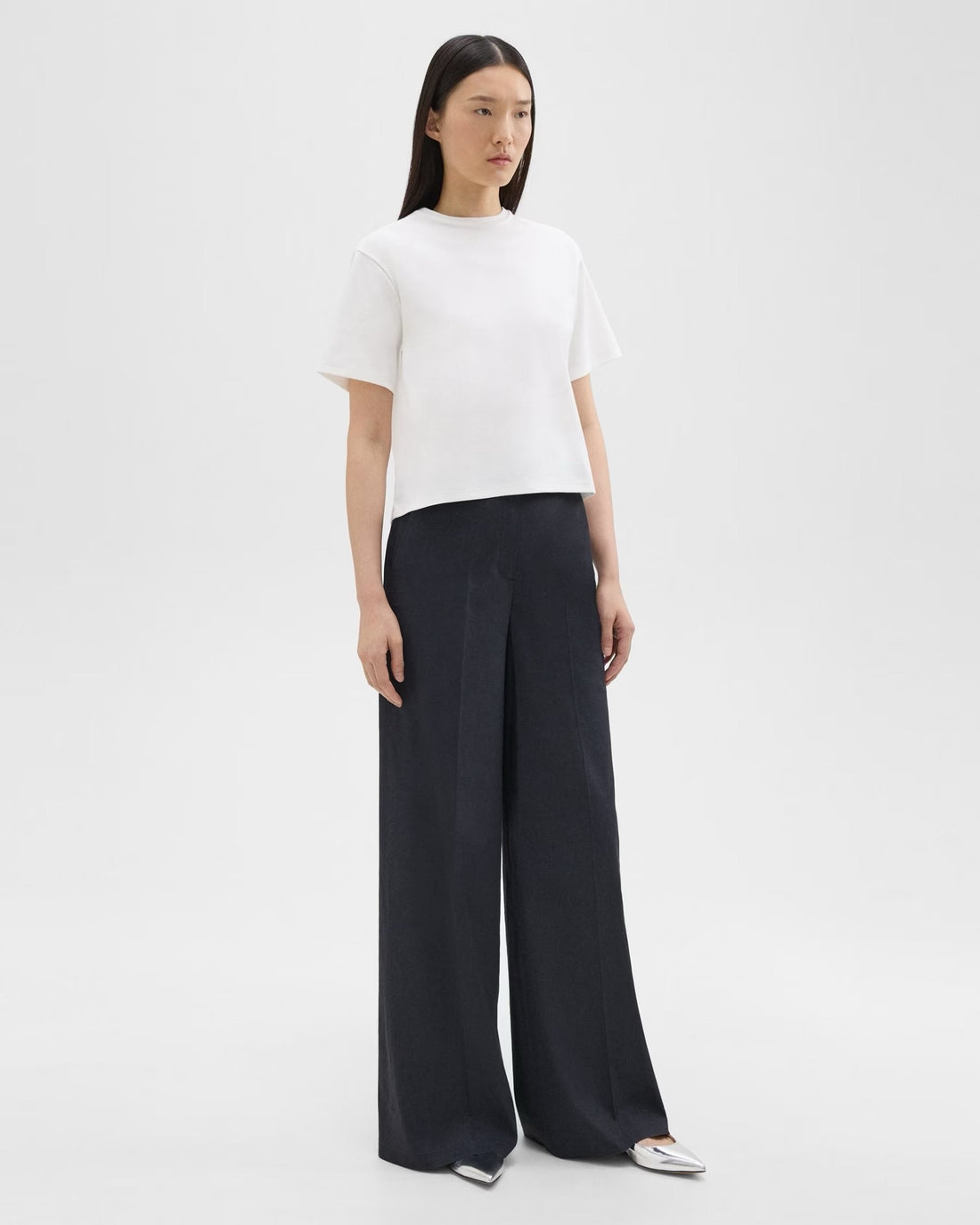 Theory Women's Linen Blend High-Waist Wide-Leg Pants
