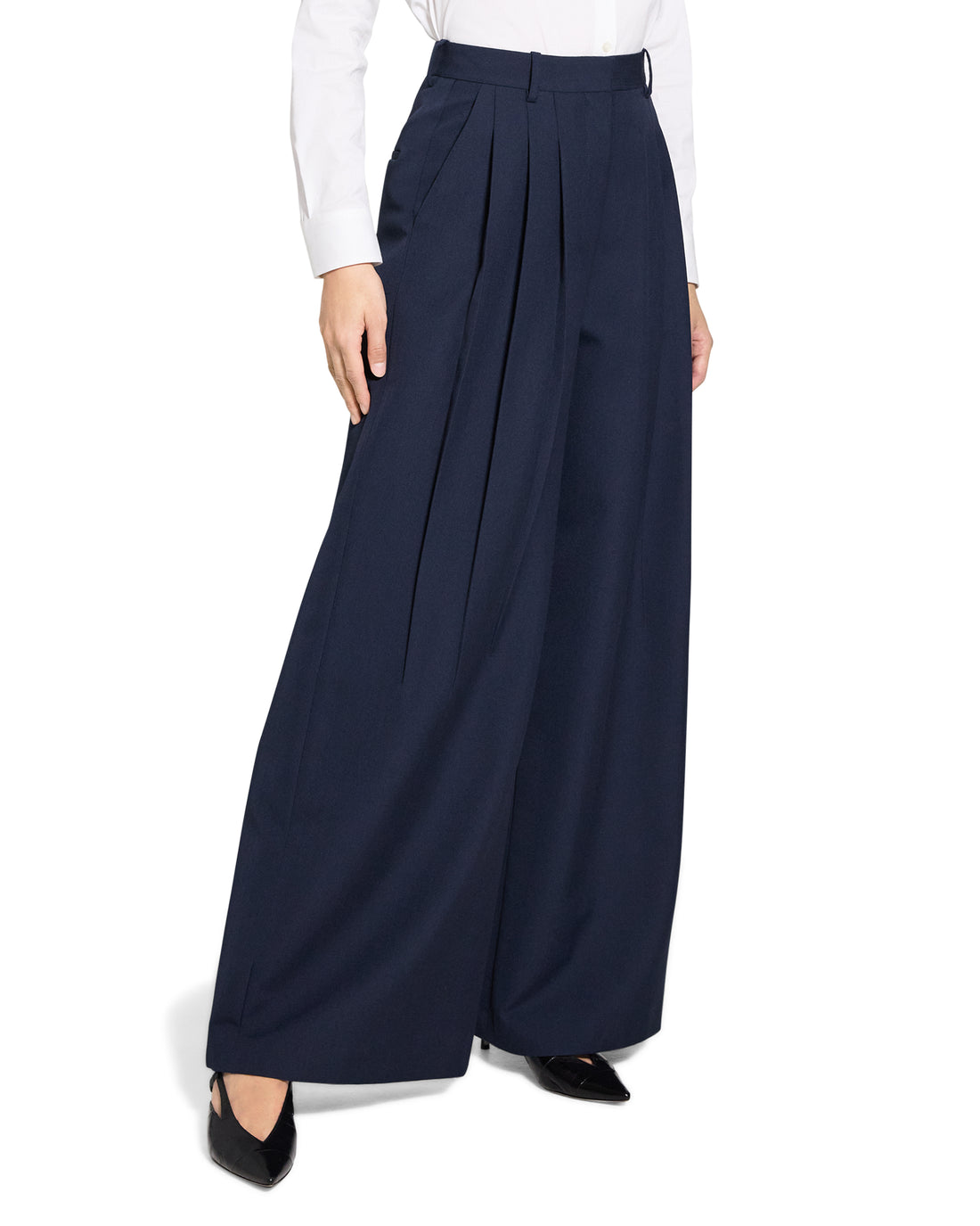 Theory Women's Triple Pleats Wide Leg Pants