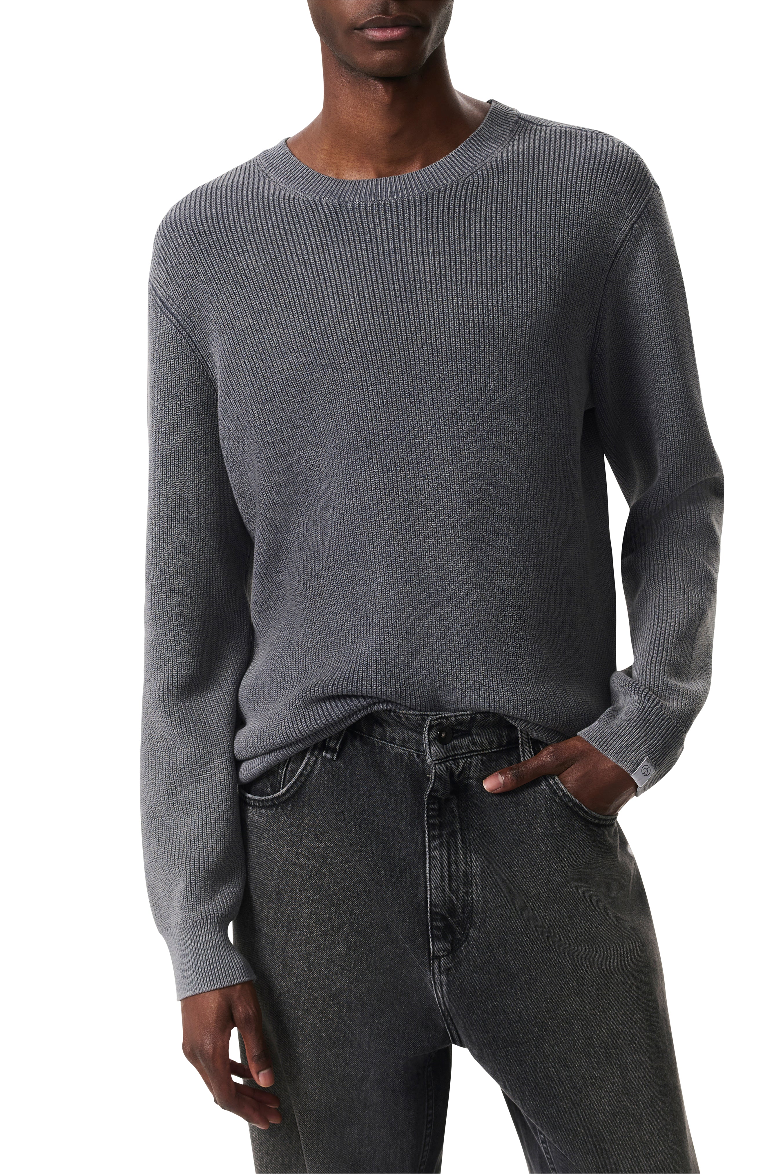 Rag & Bone Acid-Wash Cotton-Blend Crewneck Sweater