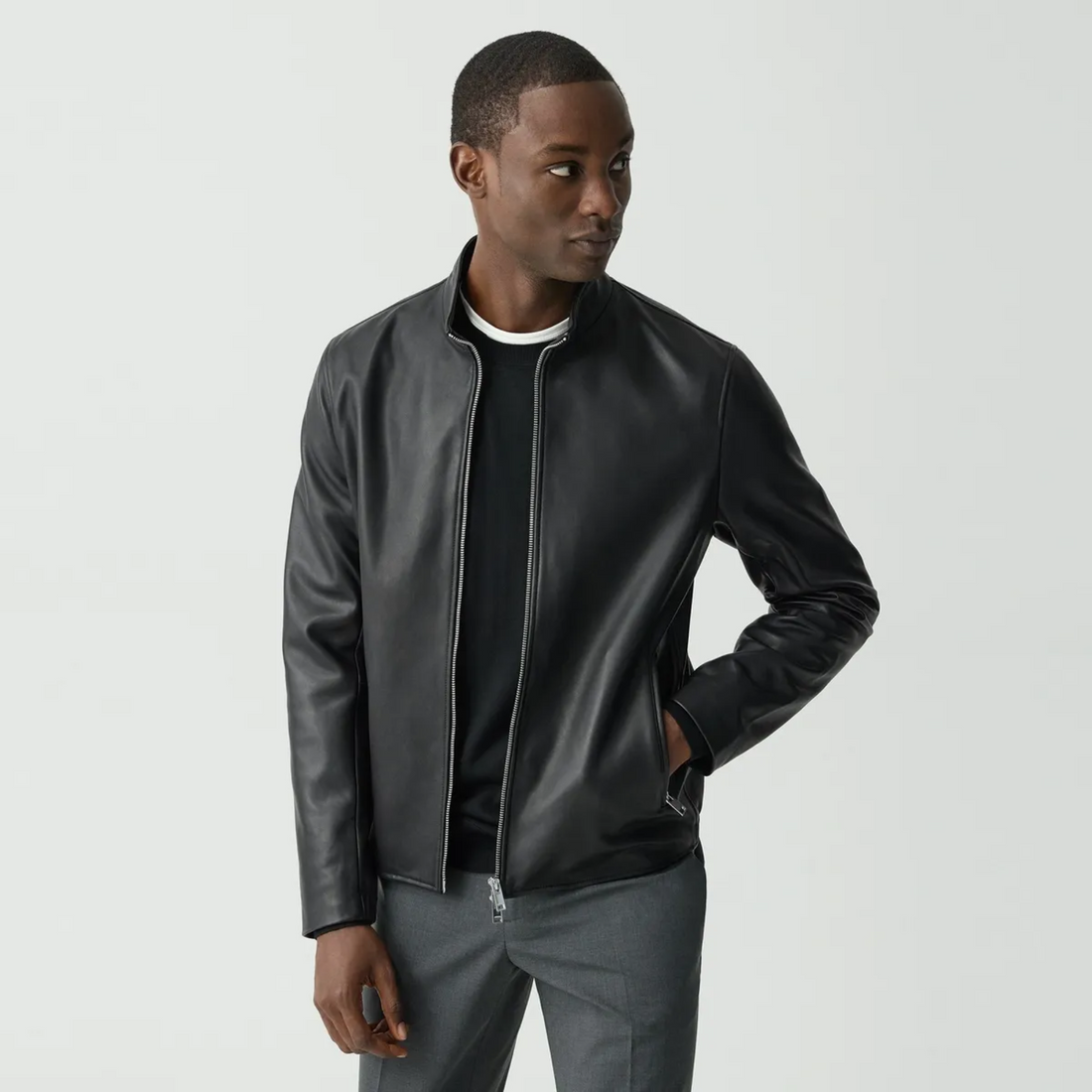 Theory Morvek Leather Zip Jacket