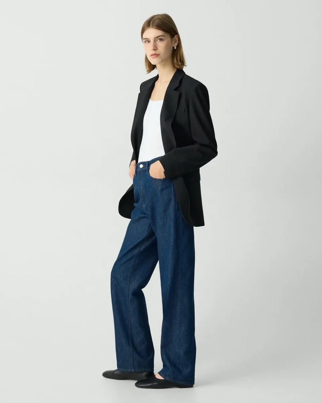 Theory High-Waisted Straight Pant in Relaxed Denim