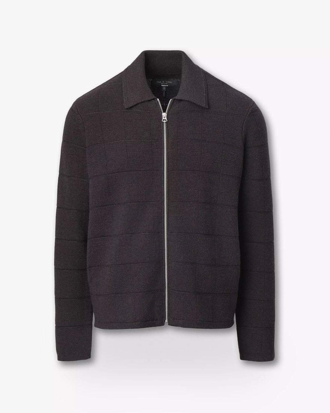 Rag & Bone Men's Melrose Full-Zip Windowpane Wool Sweater