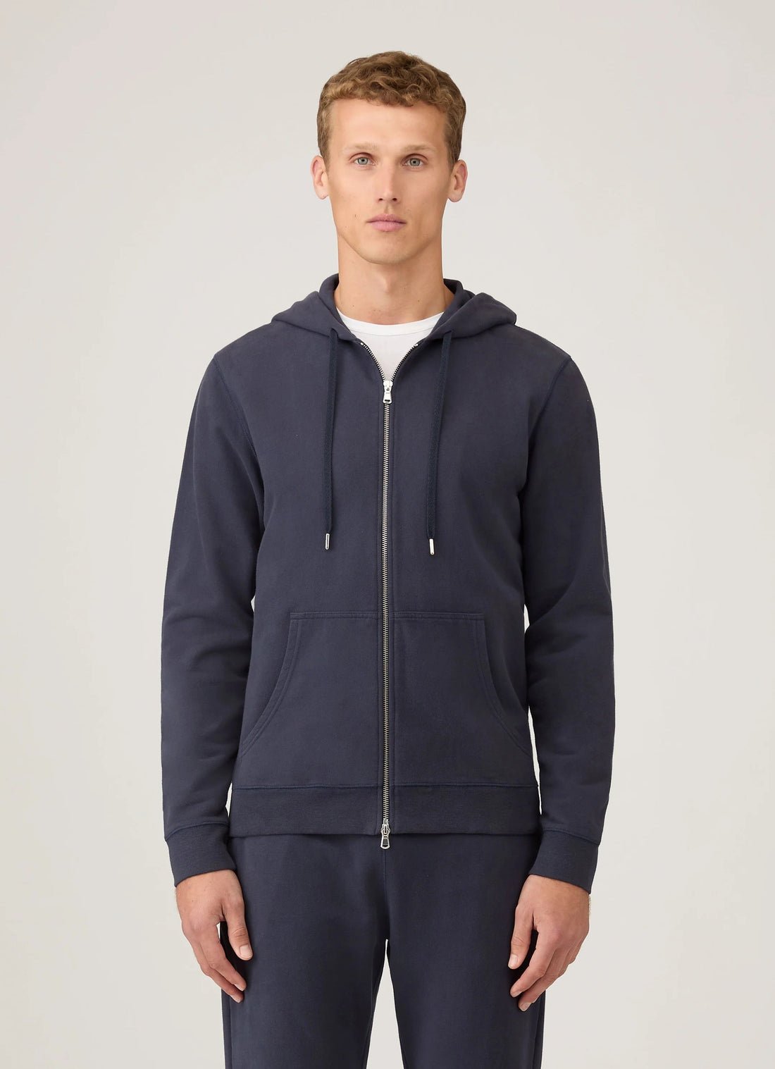 Navy Loopback Zip Hoodie