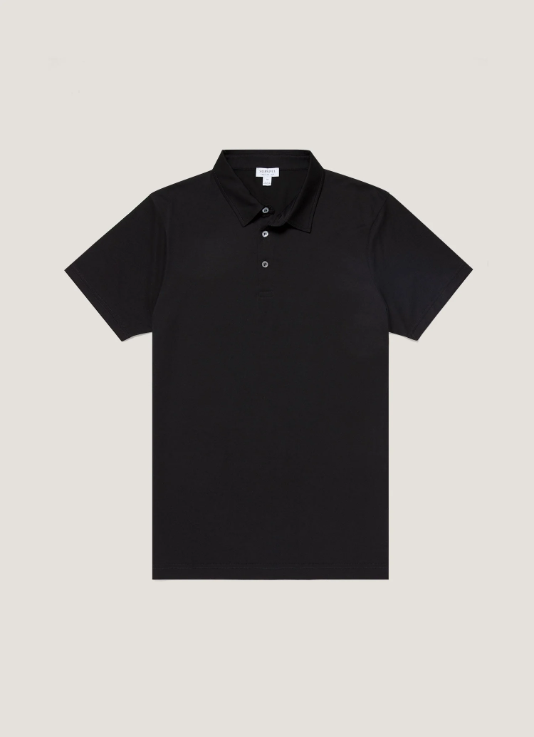 Sunspel Men’s Classic Jersey Polo Shirt - Black