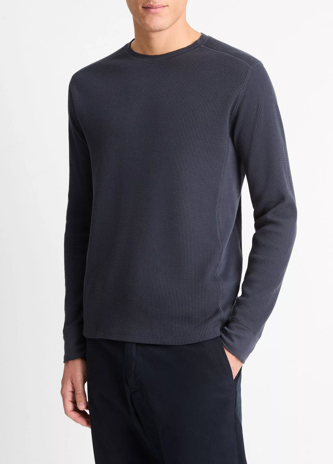 Vince Men’s Pima Cotton-Blend Thermal Long-Sleeve Pullover