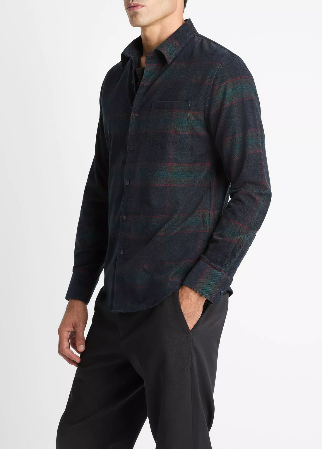 Vince Men’s Holme Plaid Corduroy Button-Front Shirt