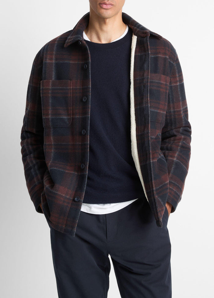 Vince Men’s Sherpa-Lined Plaid Shirt Jacket