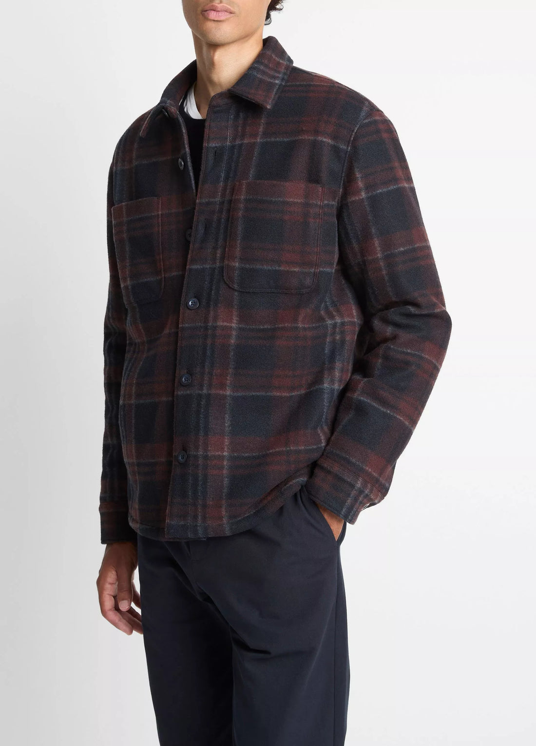 Vince Men’s Sherpa-Lined Plaid Shirt Jacket