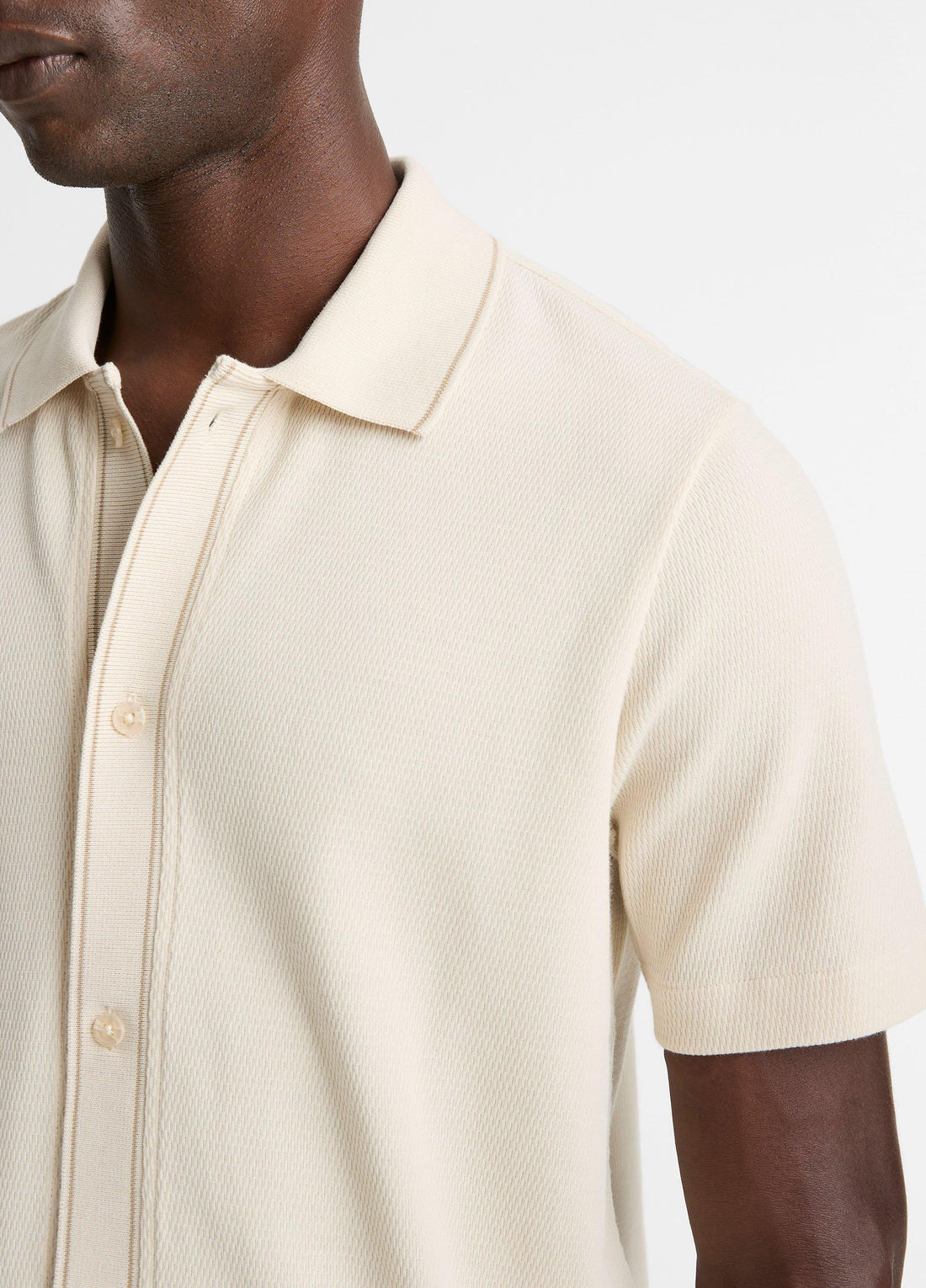 Vince Men’s Jacquard-Knit Cotton Short-Sleeve Button-Front Shirt