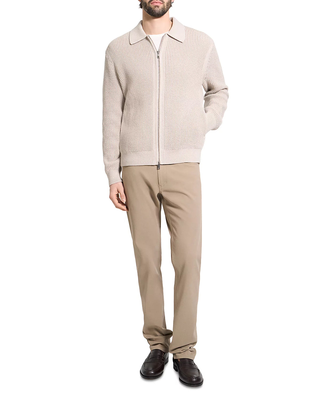 Theory Men’s Gary Collar Relaxed Fit Full Zipper Sweater