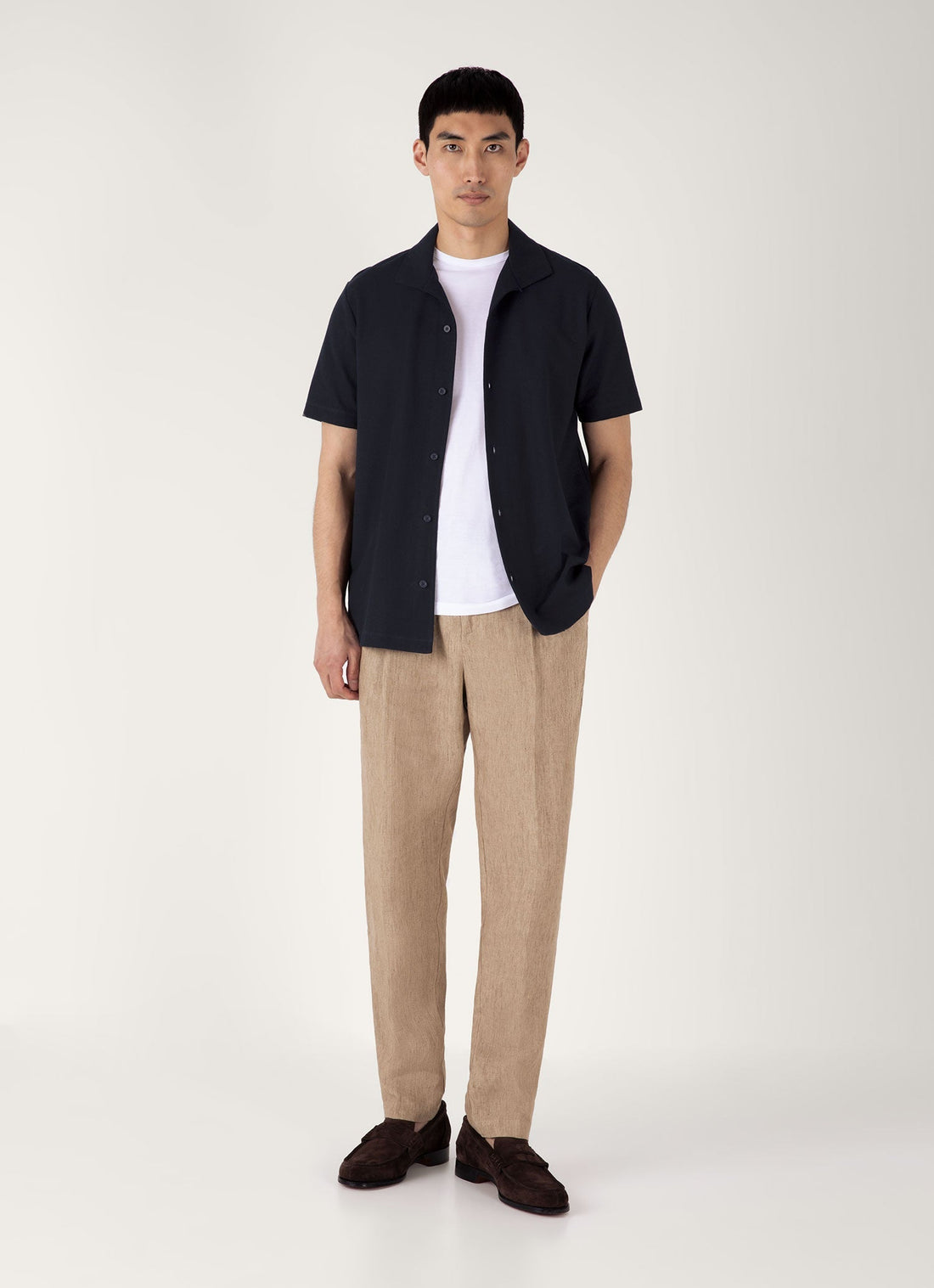 Sunspel Men’s Short Sleeve Textured Jersey Shirt