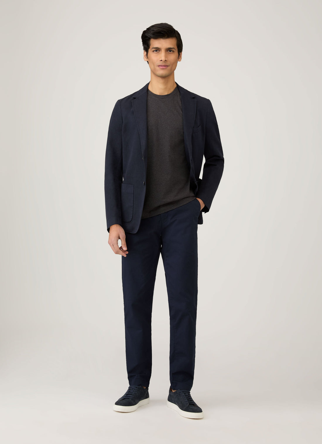 Sunspel Men’s Riviera Midweight T‑Shirt - Charcoal Melange