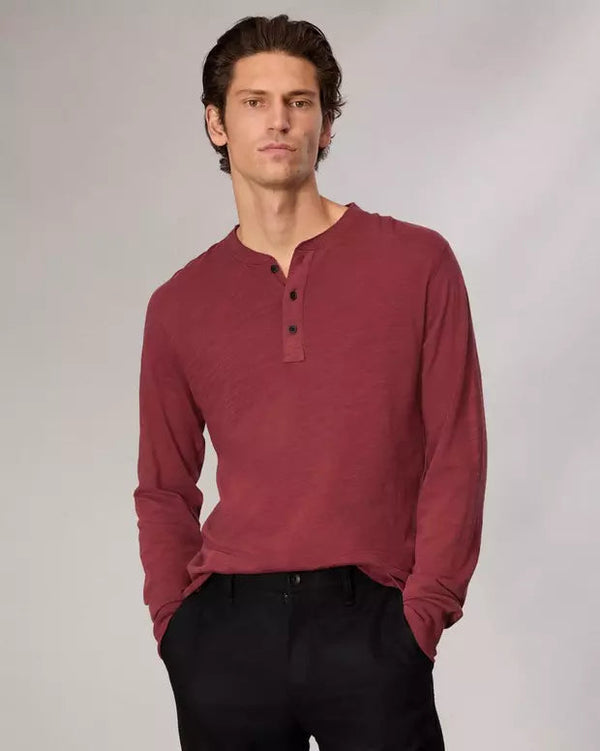 Rag & Bone Men's Classic Flame Henley - Maroon