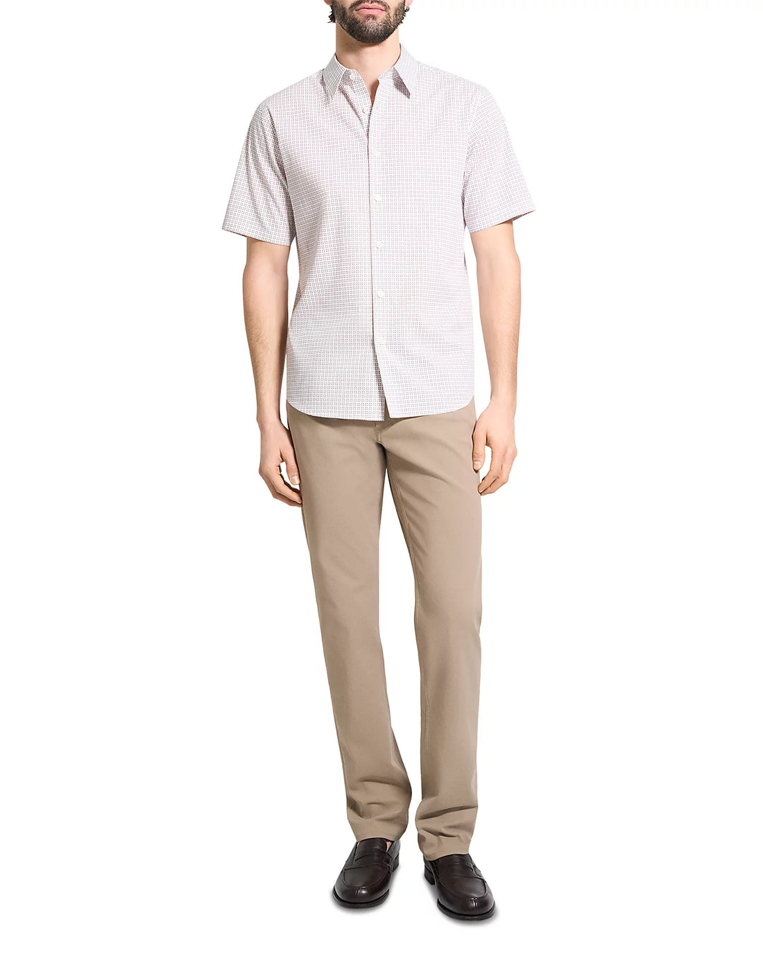 Theory Men’s Irving Short-Sleeve Button Down Shirt in Geometric Cotton