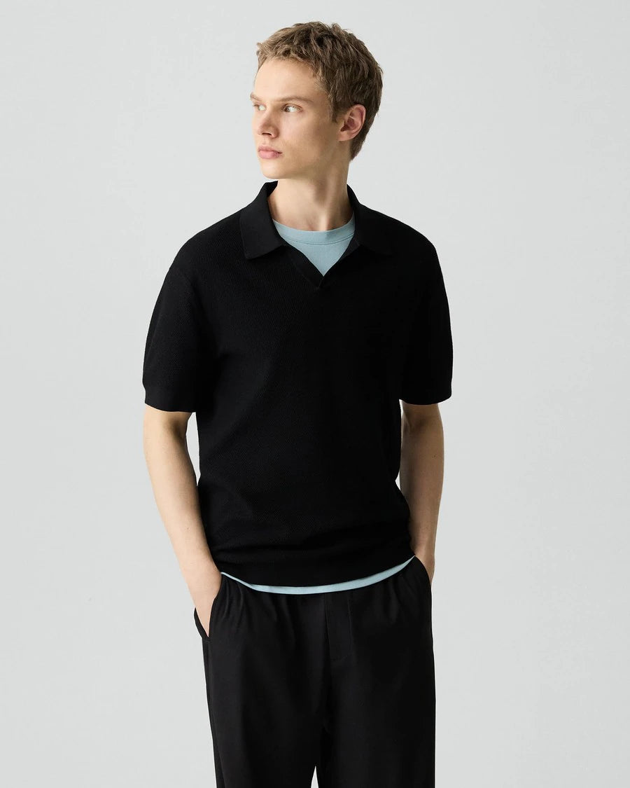 Theory Men’s Brenan Polo Shirt in Light Bilen - Black