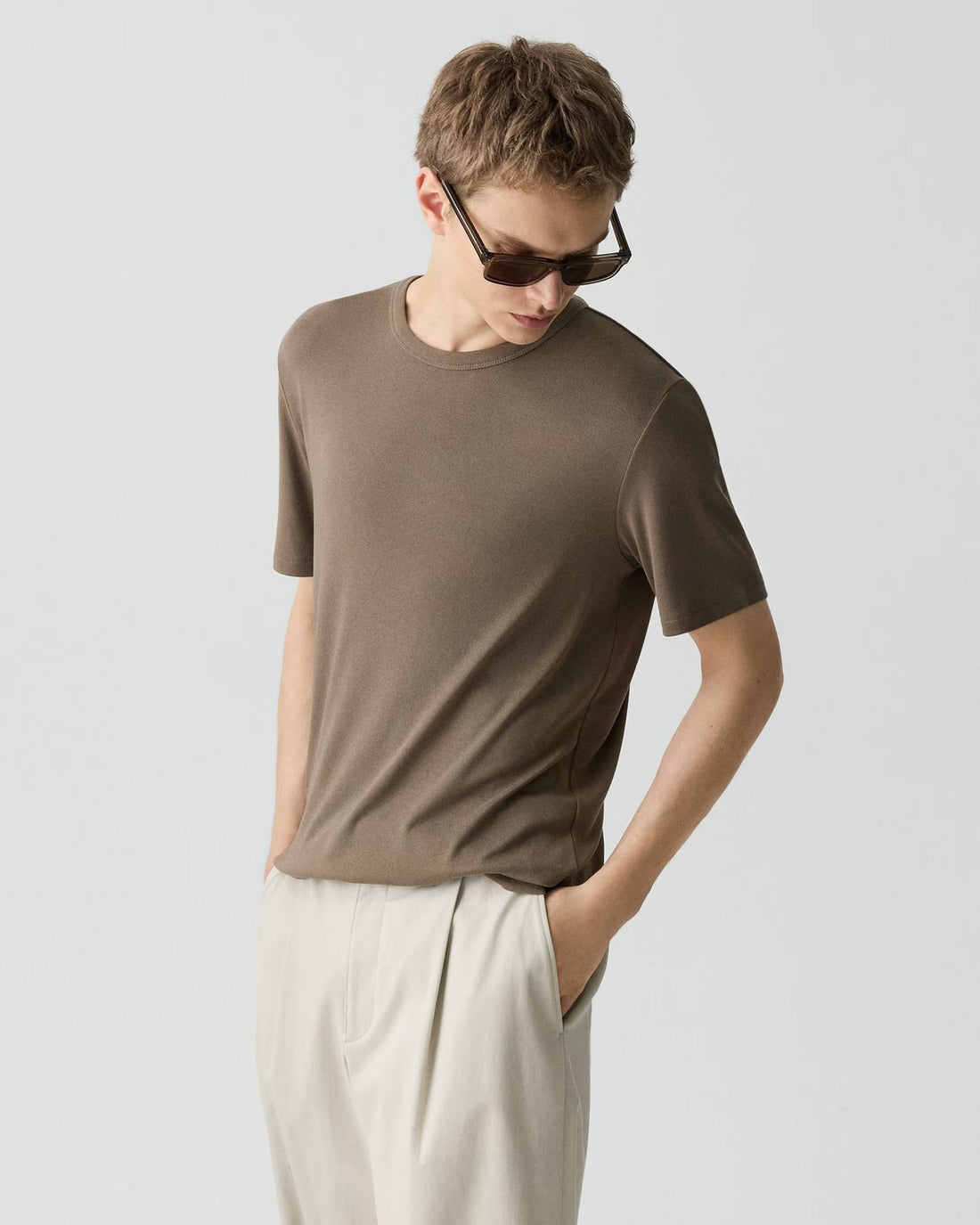 Theory Men’s Essential Tee in Anemone Modal Jersey - Morel