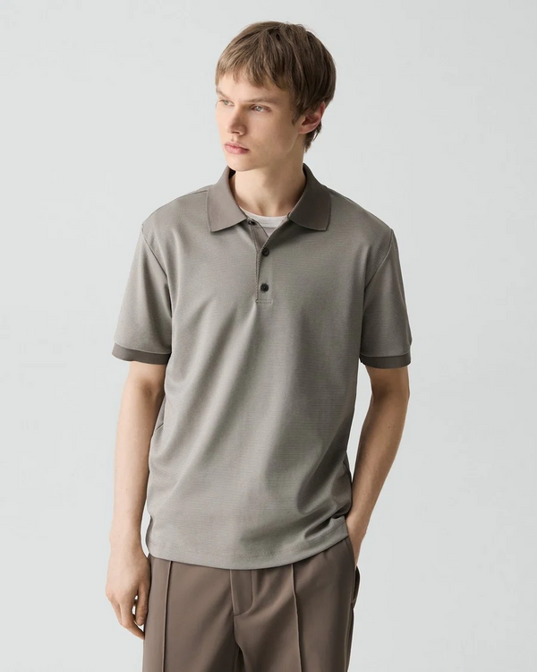 Theory Men’s Polo Shirt in Cotton-Blend Jacquard - Morel Multi
