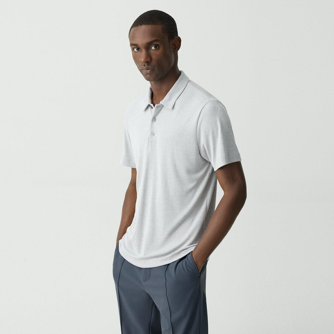 Theory Men’s Bron Polo Shirt in Anemone Modal Jersey - Grey Multi