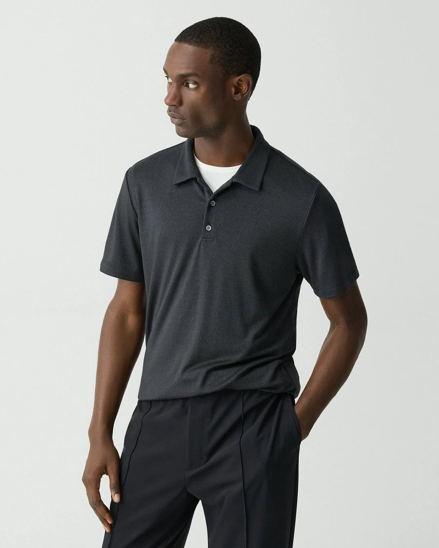 Theory Men’s Bron Polo Shirt in Anemone Modal Jersey - Black Multi