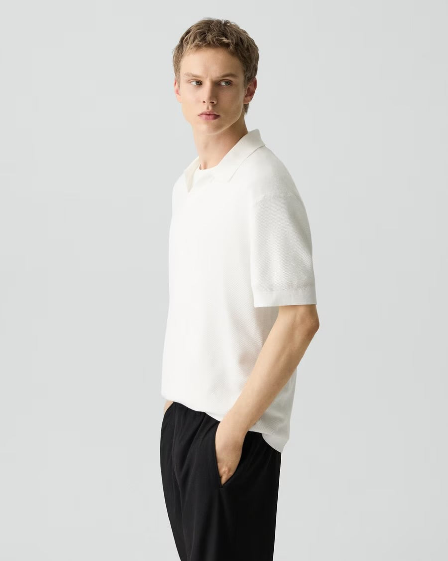Theory Men’s Brenan Polo Shirt in Light Bilen - White
