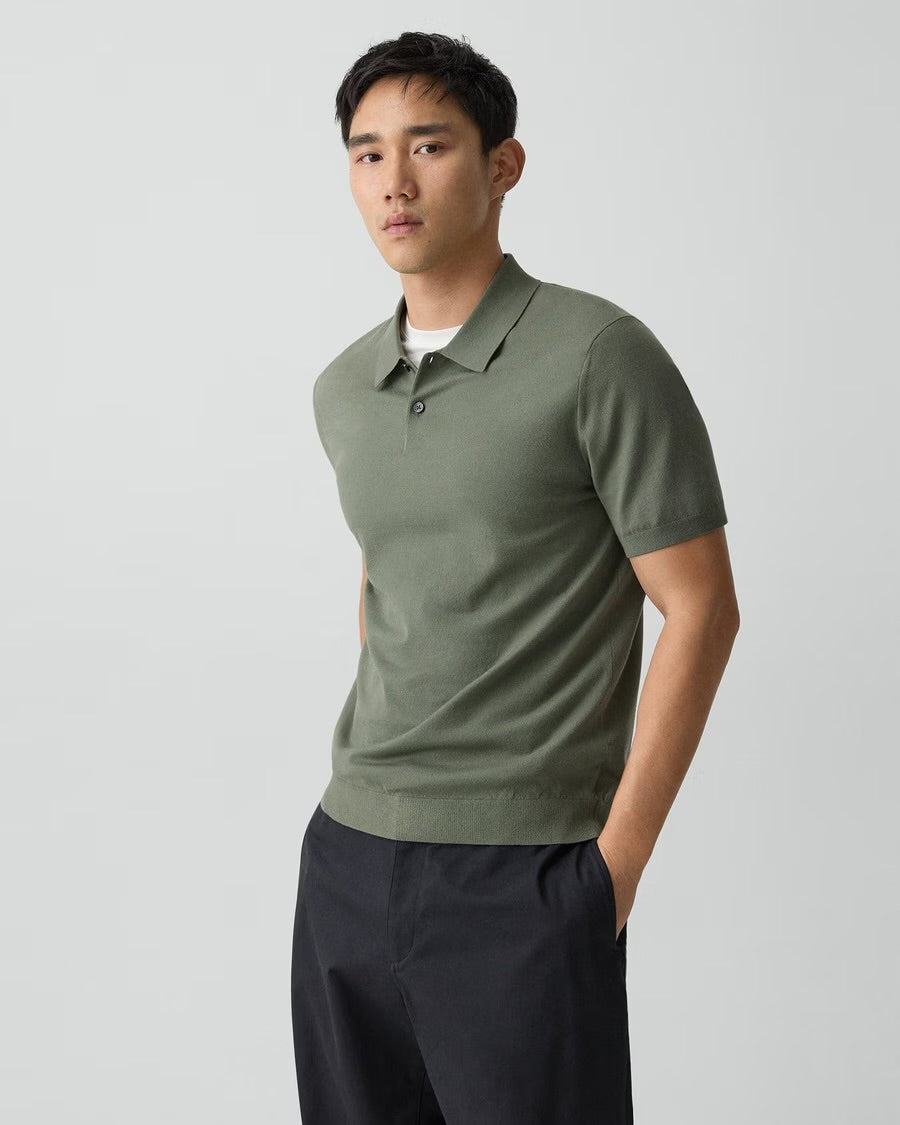 Theory Men’s Soris Polo Shirt in Light Bilen - Light Ivy