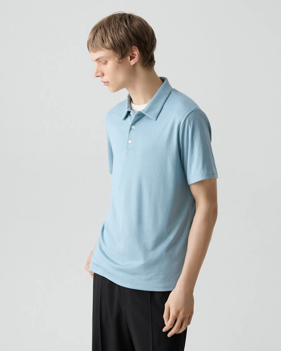 Theory Men’s Bron Polo Shirt in Anemone Modal Jersey - Open Air