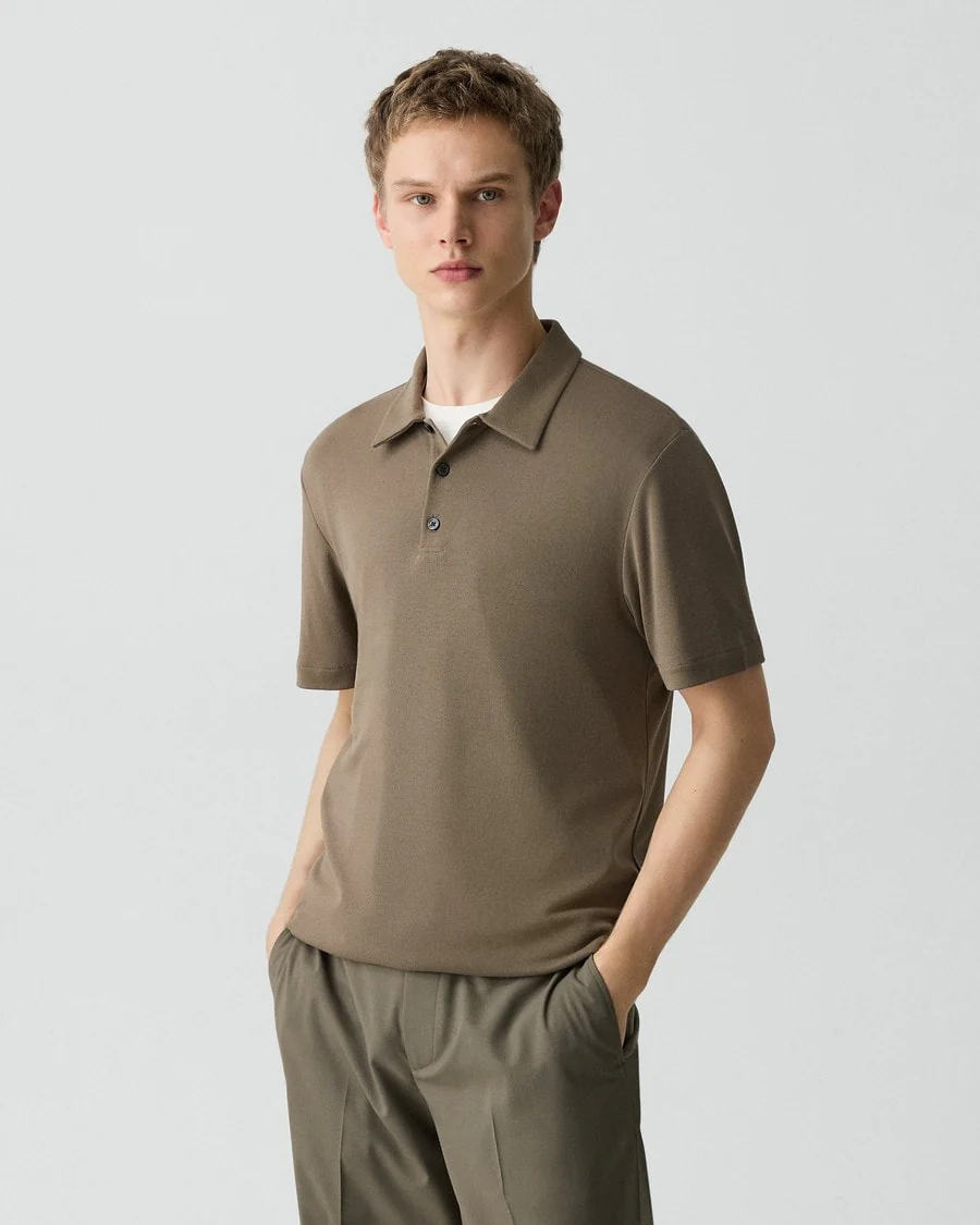 Theory Men’s Bron Polo Shirt in Anemone Modal Jersey - Morel