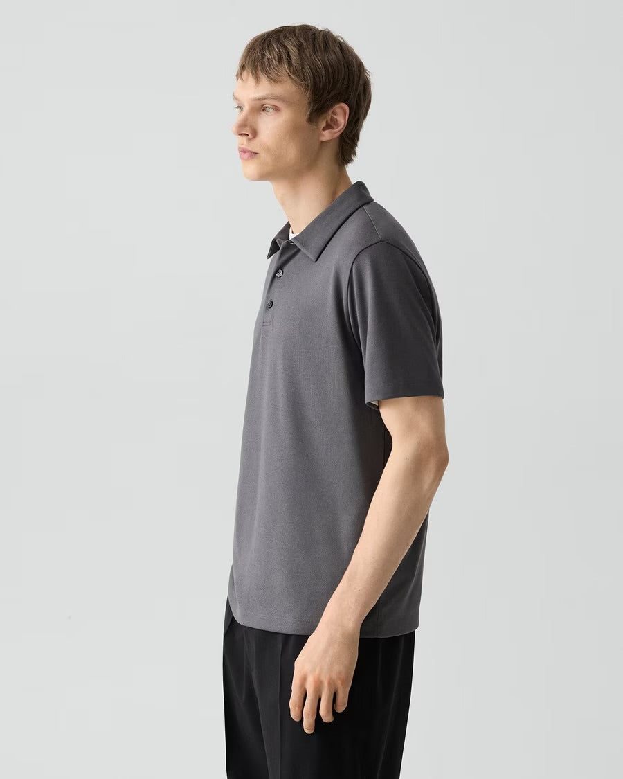 Theory Men’s Bron Polo Shirt in Anemone Modal Jersey - Carbon