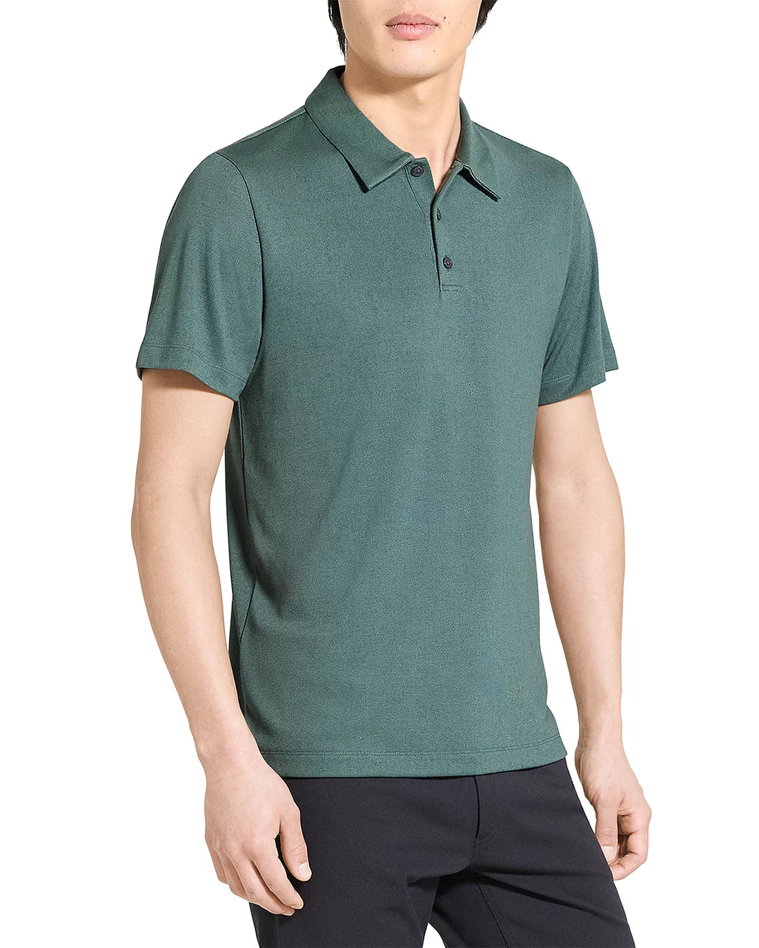 Theory Men’s Bron Polo Shirt in Anemone Modal Jersey - Light Pine Grove
