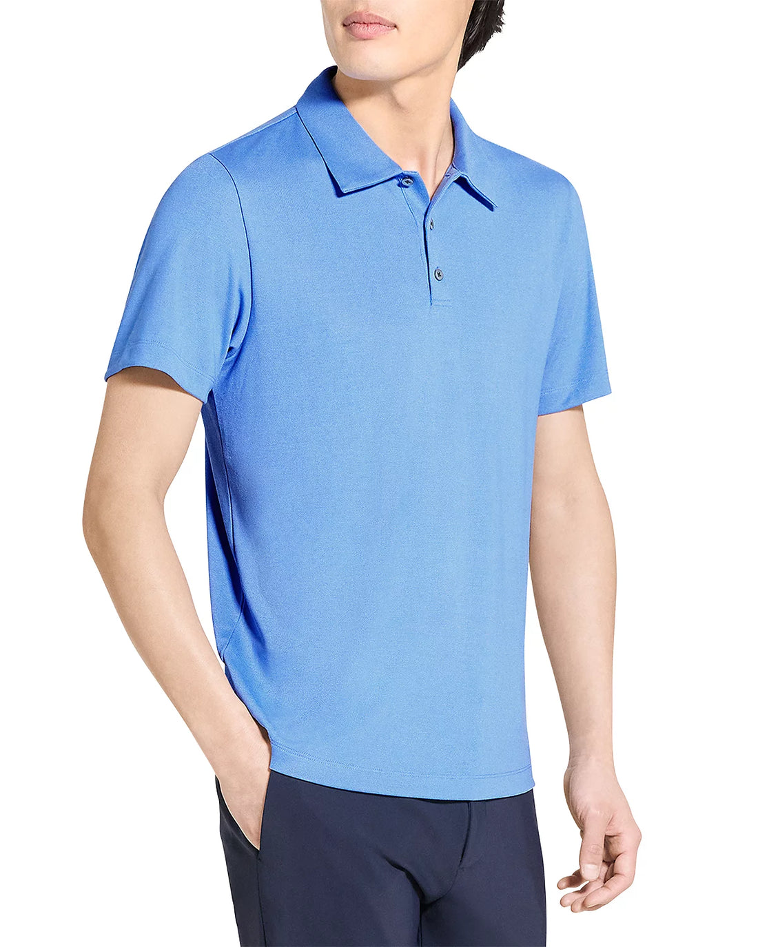 Theory Men’s Bron Polo Shirt in Anemone Modal Jersey - Crisp Blue