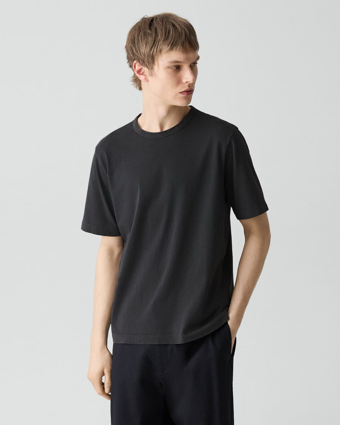 Theory Men’s Crewneck Tee in Tinted Tee - Tinted Black