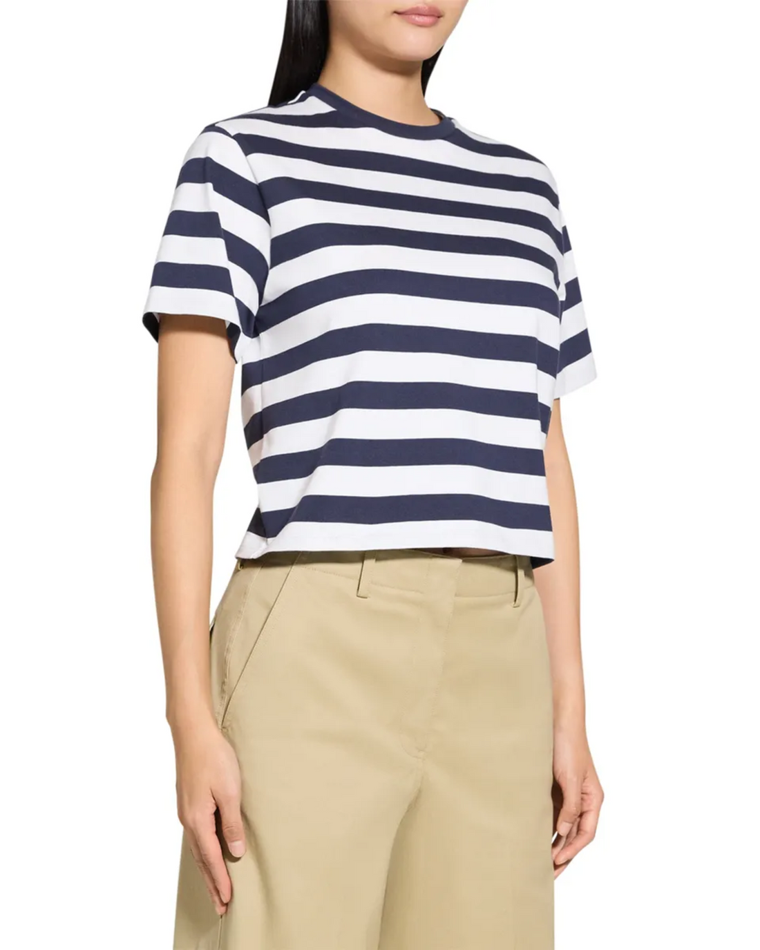 Theory Boxy Tee in Stripe Cotton Jersey