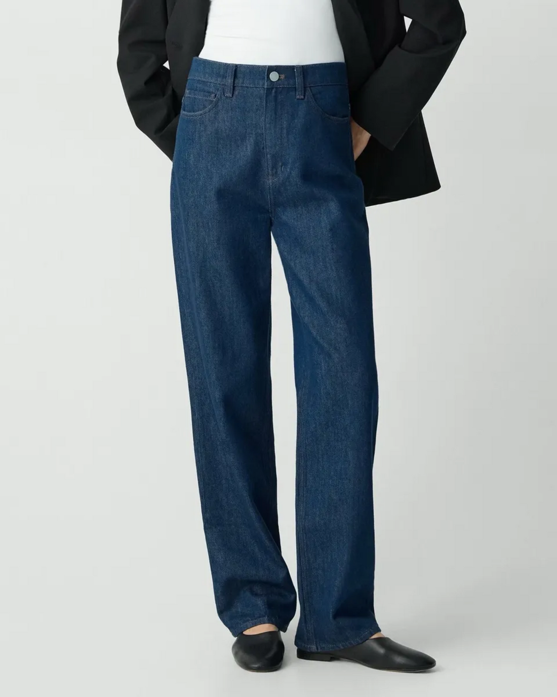 Theory Women’s High-Waisted Straight Pant in Relaxed Denim